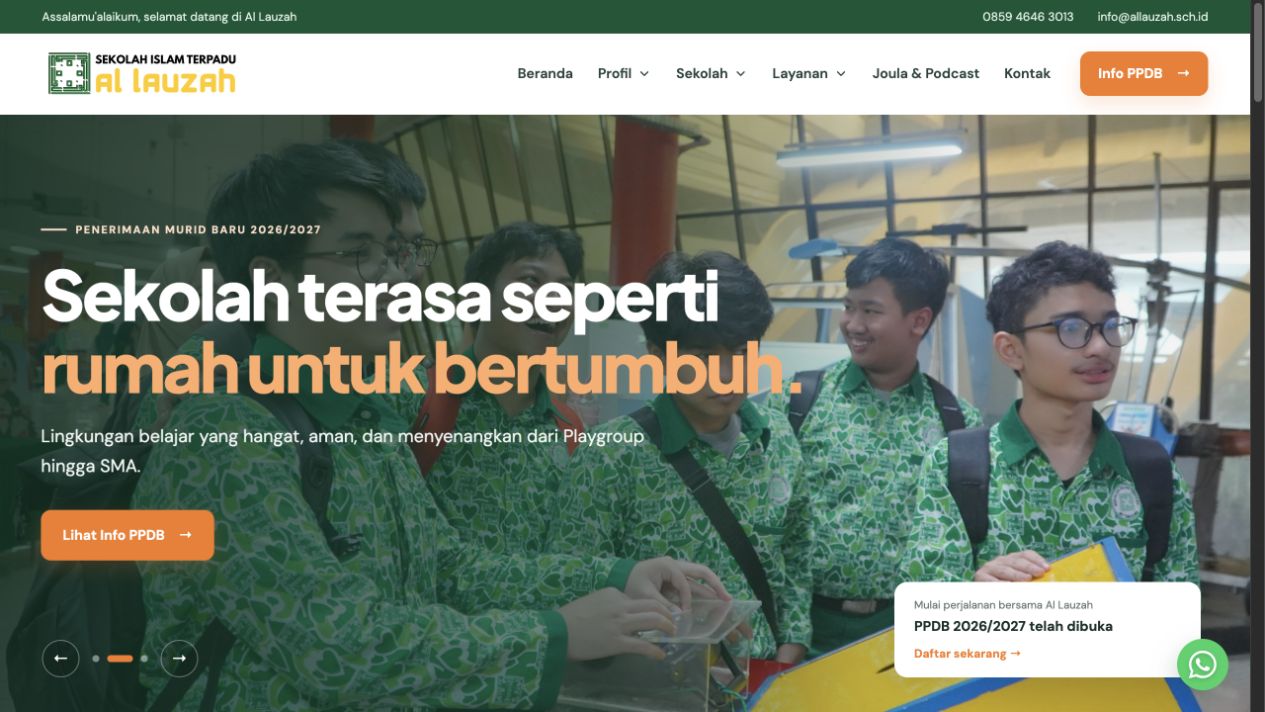 Tampilan website Digital School Ecosystem dari portfolio Cubix